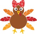 Cute turkey with bow, happy fall, thanksgiving day, happy harvest, vector illustration file Royalty Free Stock Photo