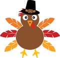 Turkey pilgrim hat, happy fall, thanksgiving day, happy harvest, vector illustration file Royalty Free Stock Photo