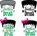 Franken diva, spooky, wicked, halloween holiday, vector illustration file