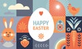 Cute Easter bunny and easter egg. Happy Easter card design Royalty Free Stock Photo