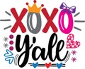 XoXo yall, valentines day, heart, love, be mine, holiday, vector illustration file Royalty Free Stock Photo