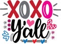 XoXo yall, valentines day, heart, love, be mine, holiday, vector illustration file Royalty Free Stock Photo