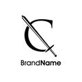 Simple And Luxury Initial C Sword Logo Royalty Free Stock Photo