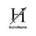 Simple And Luxury Initial H Sword Logo Royalty Free Stock Photo