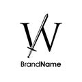 Simple And Luxury Initial W Sword Logo Royalty Free Stock Photo