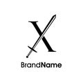 Simple And Luxury Initial X Sword Logo Royalty Free Stock Photo