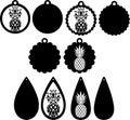 Pineapple earrings, summer earrings bundle, leather earring, earring for glowforge, laser cut earring, vector illustration file Royalty Free Stock Photo