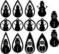 Snowman earrings bundle, christmas earrings, earring for glowforge, laser cut earring, vector illustration file