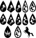 Unicorn earrings bundle, horse earrings, earring for glowforge, laser cut earring, vector illustration file Royalty Free Stock Photo