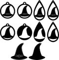 Witch hat earrings, earrings bundle, leather earring, earring for glowforge, laser cut earring, vector illustration file Royalty Free Stock Photo