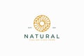 Natural Abstract Geometric Logo Sun Leaf Organic Farm Royalty Free Stock Photo