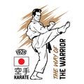 Karate Martial Art vector illustration t shirt and logo design Royalty Free Stock Photo