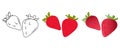 Strawberry. Ripe red strawberries in flat style. Vector illustration of strawberry in three styles. Royalty Free Stock Photo