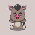 Cute boar cartoon vector illustration. Royalty Free Stock Photo