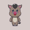 Cute boar cartoon vector illustration. Royalty Free Stock Photo