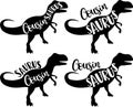 4 styles cousin saurus, family saurus, matching family, dinosaur family, t-rex dinosaur vector illustration file