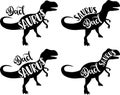 4 styles dad saurus, family saurus, matching family, dinosaur family, t-rex dinosaur vector illustration file Royalty Free Stock Photo