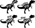 4 styles gigi saurus, family saurus, matching family, dinosaur family, t-rex dinosaur vector illustration file Royalty Free Stock Photo