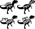 4 styles papa saurus, family saurus, matching family, dinosaur family, t-rex dinosaur vector illustration file Royalty Free Stock Photo