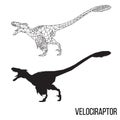 Polygonal dino velociraptor silhouette Royalty Free Stock Photo