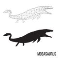 Polygonal dino mosasaurus silhouette Royalty Free Stock Photo