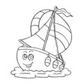 Ship cute character cartoon vector Royalty Free Stock Photo