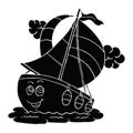 Ship cute character cartoon vector Royalty Free Stock Photo