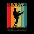 Karate Martial Art vector illustration in retro style and color design Royalty Free Stock Photo