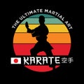 Karate Martial Art vector illustration in retro style and color design Royalty Free Stock Photo