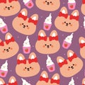 cute seamless pattern cartoon bunny with cute dessert Royalty Free Stock Photo