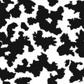 Cow skin texture, black and white spot seamless pattern. Animal print, dog stains. Vector Royalty Free Stock Photo