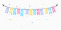 Bunting flags banner with colorful pastel color happy birthday letter Royalty Free Stock Photo