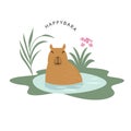 Cute capybara chilling in the water