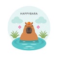 Cute capybara chilling in the water