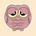 Tired owl sticker Royalty Free Stock Photo