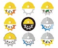 Construction related logo helmet and gear icon set illustration material