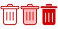 trash can icon for keep clean of the area, delete button on technology devices, garbage bin to keep environment clean