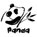 Panda with bamboo and lettering. Logo concept. Royalty Free Stock Photo