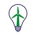 lightbulb with windmill, illustration of renewable energy icon vector Royalty Free Stock Photo
