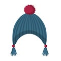 Blue winter beanie hat vector illustration, ski cap isolated on white background Royalty Free Stock Photo