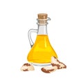 Brazil nut oil in glass bottle isolated on white. Royalty Free Stock Photo