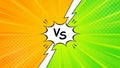 Versus VS pop art comic sunburst effect background with halftone. Bright orange and green abstract background Royalty Free Stock Photo