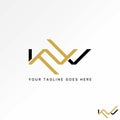 letter initial KW font line connected. Related typography monogram branding Royalty Free Stock Photo