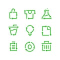 Reusable and recyclable goods. Ecologic lifestyle. Set of icons. Vector file. Royalty Free Stock Photo