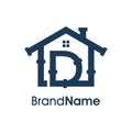 Modern Initial D Home Plumbing Logo Royalty Free Stock Photo