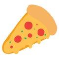 Hand drawn pizza slice vector image, flat design style illustration