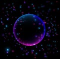 PrVector image of the abstract background with the circle, stars and the shiny sparkles. Cosmic background.int Royalty Free Stock Photo