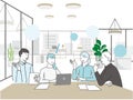 team work - business people are working at an office -vector illustrations