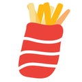 French fries cartoon vector illustration, Potato stick image, fast food icon Royalty Free Stock Photo