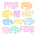 Pastel text bubbles with cat for cartoon, comic, marketing, communications, sticker, decoration